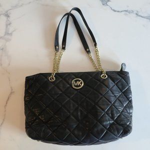 Michael Kors Black Leather Quilted Shoulder Bag